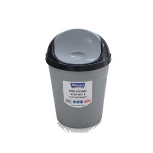 Nessa Klik Kapaklı Çöp Kovası No:2 – Dayanıklı Plastik Çöp Kutusu (Gri)